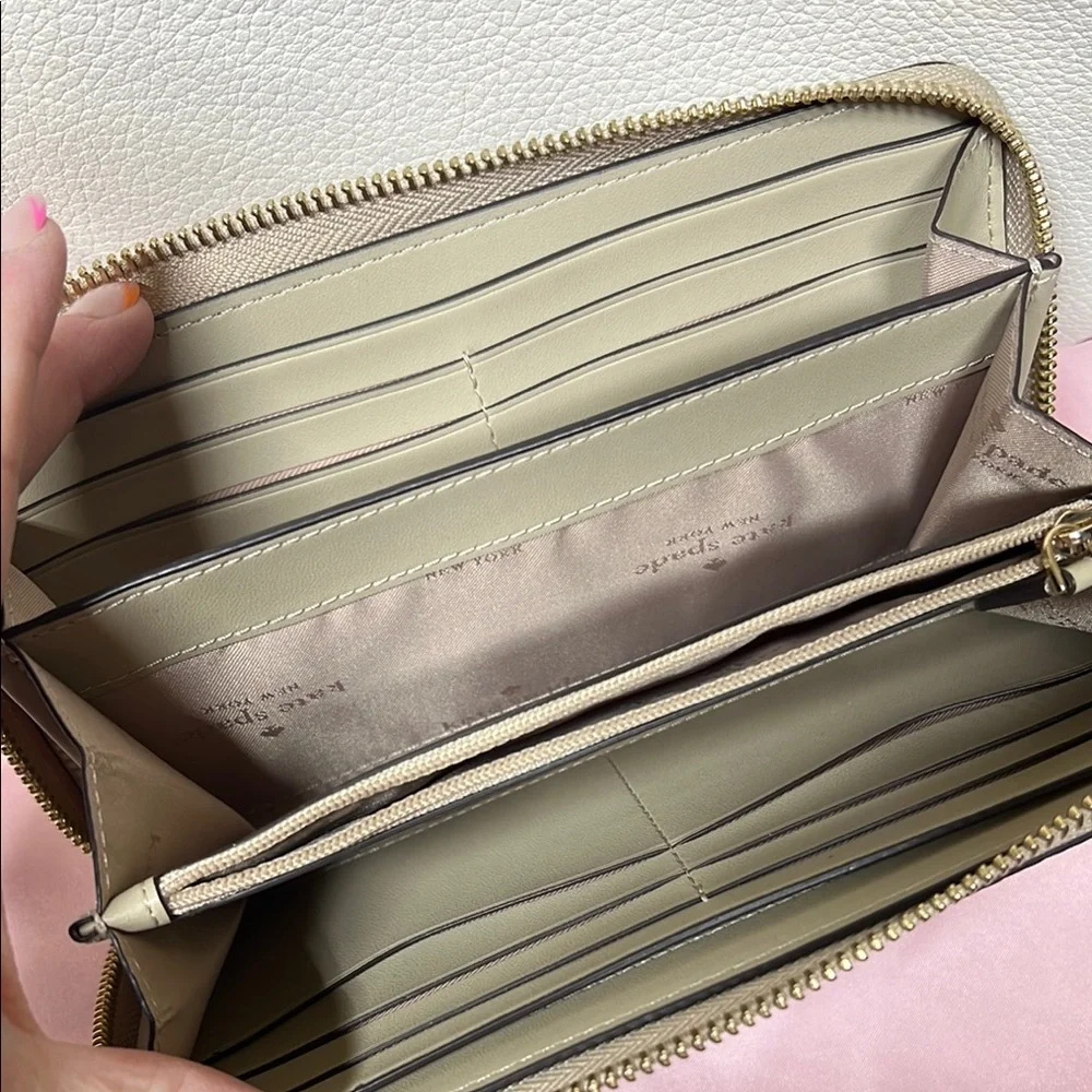 Kate Spade Leila‎ Light Sand Leather Triple Compartment Satchel Bag & wallet Set